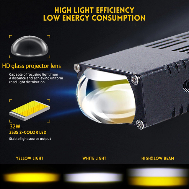 12V Super Brille Spotlights dengan Remote Control 65W 65W White dan Yellow LED Auto Grille Lights Laser Lensa Projector