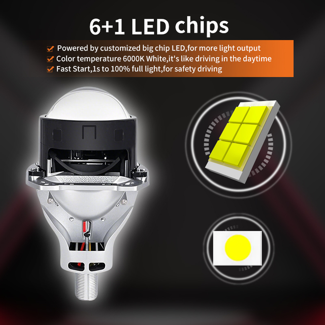 12V/24V 3 inci driver built-in dual balok ganda LED Lensa Lensa Lensa Lemah Lemah