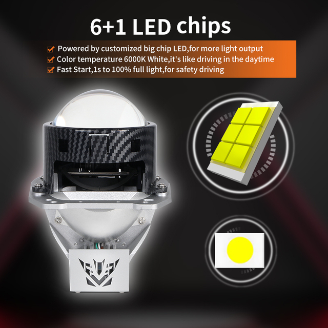 3.0inch 100W 6000K CUP Ganda Bi-LED Projector Lensa LENGKA LENGKAP Mobil dengan balok Hi/LO