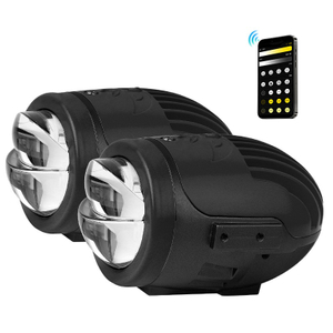 Mengubah warna 2-inci dual balok bi proyektor lensa lampu LED dengan remote control