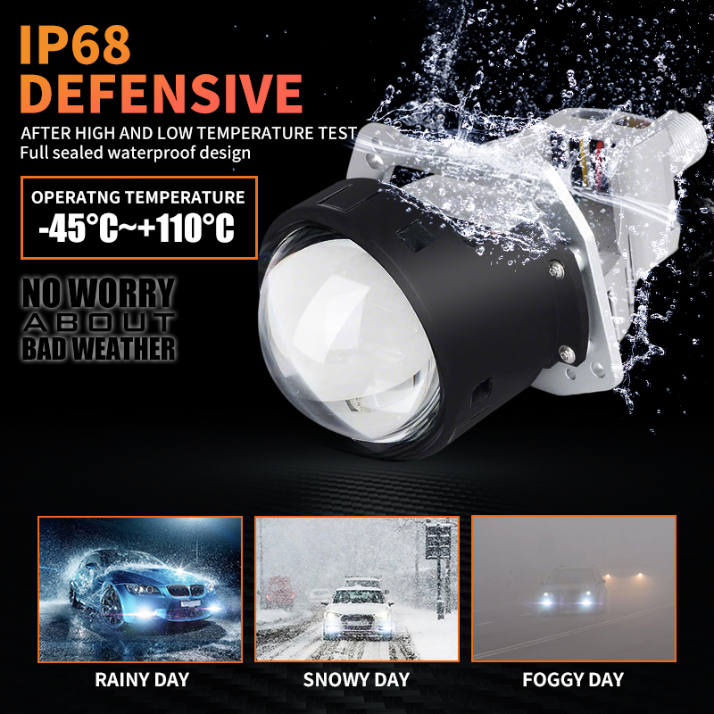 12V/24V 3 inci driver built-in dual balok ganda LED Lensa Lensa Lensa Lemah Lemah