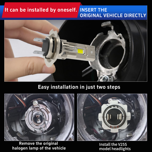 1: 1 Ukuran 70W 7000lm plug dan mainkan non-polaritas all-in-one LED Headlight Bohl H7 H7