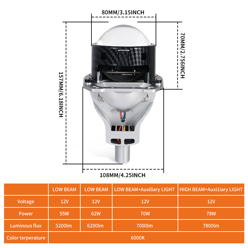 Kustomisasi Pabrik 156W Tinggi Power 3 Inch BI LED Projector Lensa Lembaga untuk Mobil 