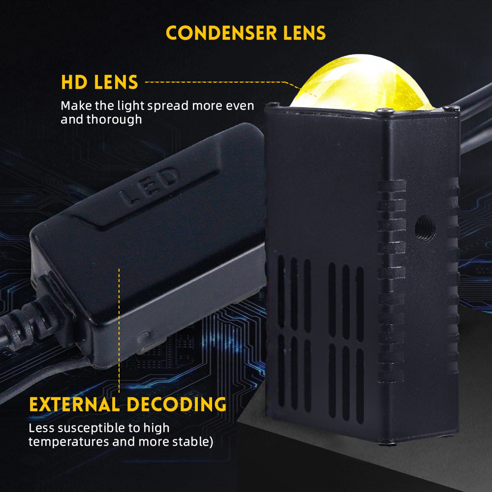 12V Super Brille Spotlights dengan Remote Control 65W 65W White dan Yellow LED Auto Grille Lights Laser Lensa Projector