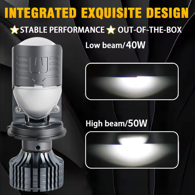 Lampu Mobil LED 80W/100W Tahan Air dengan Lensa Proyektor Mini H4 H4 