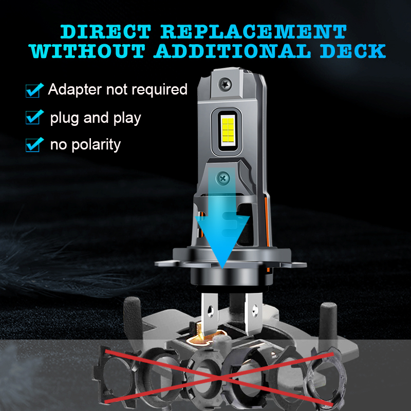 Harga Pabrik 1:1 Desain Plug and Play Nirkabel 48W 12V Led Lampu Depan Mobil dengan Kipas Pendingin 