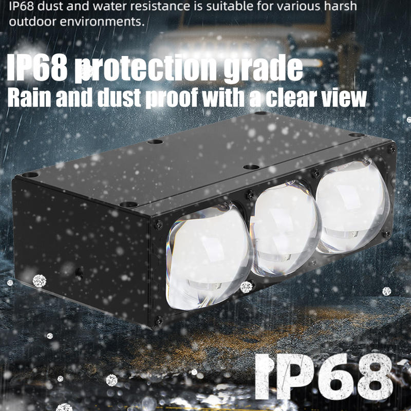 Aksesori Mobil Lampu LED Matriks Lampu Panggangan Mobil Universal Lensa Laser Ganda Sinar Rendah Tinggi Lampu Sorot Kisi Lensa Proyektor Biled Tiga Mata