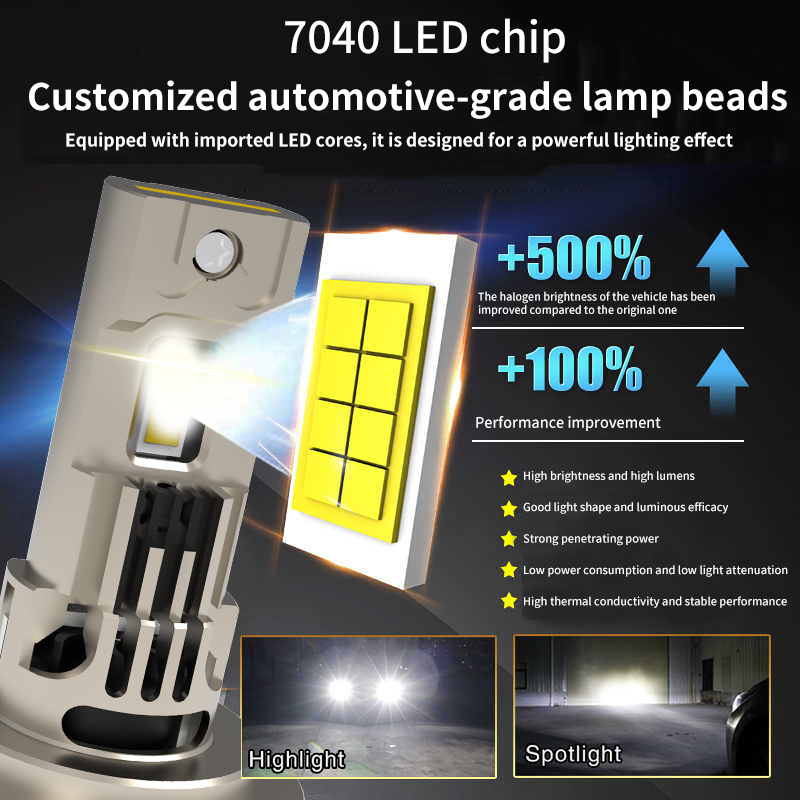 1: 1 Ukuran 70W 7000lm plug dan mainkan non-polaritas all-in-one LED Headlight Bohl H7 H7