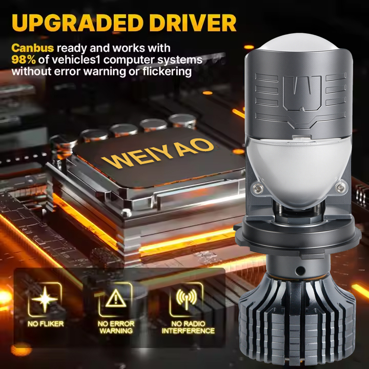 Lampu Mobil LED 80W/100W Tahan Air dengan Lensa Proyektor Mini H4 H4 