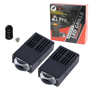 12V Super Brille Spotlights dengan Remote Control 65W 65W White dan Yellow LED Auto Grille Lights Laser Lensa Projector