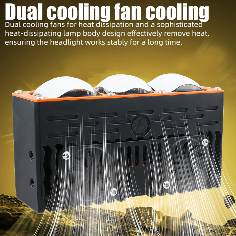 Lampu Kisi Mobil Proyektor Led Bi 3 Lensa 85W, Lampu Sorot Tinggi Rendah, Lampu Kisi Depan Pendingin Kipas Ganda, Lampu Tambahan untuk Truk Kendaraan Off-Road SUV