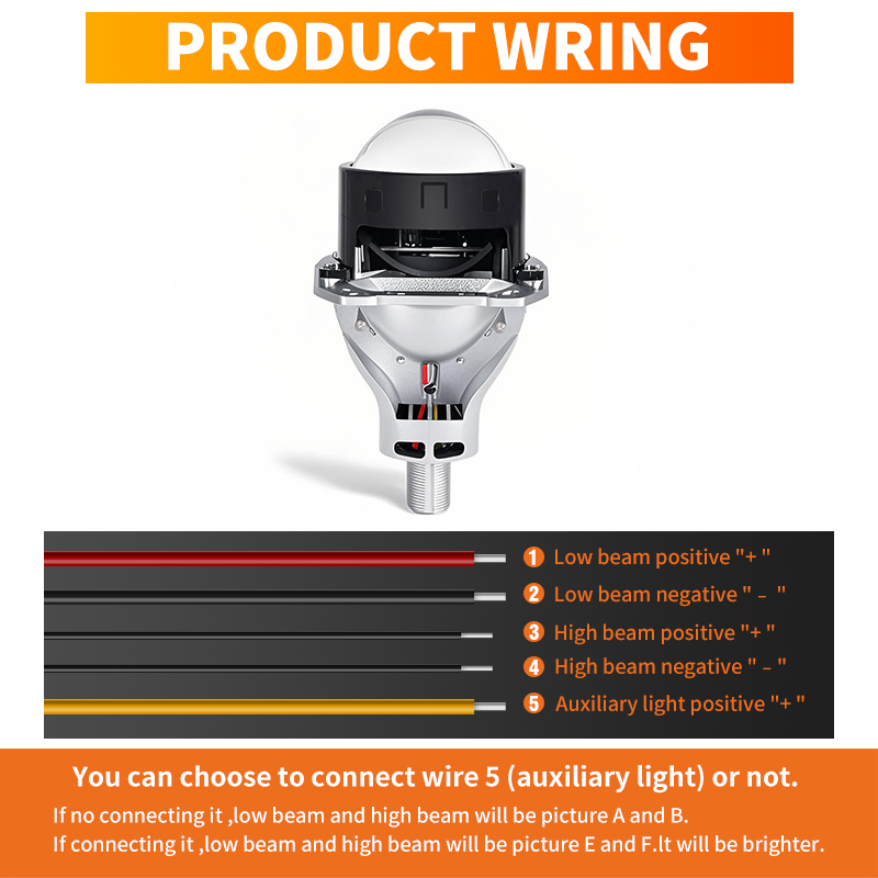 12V/24V 3 inci driver built-in dual balok ganda LED Lensa Lensa Lensa Lemah Lemah