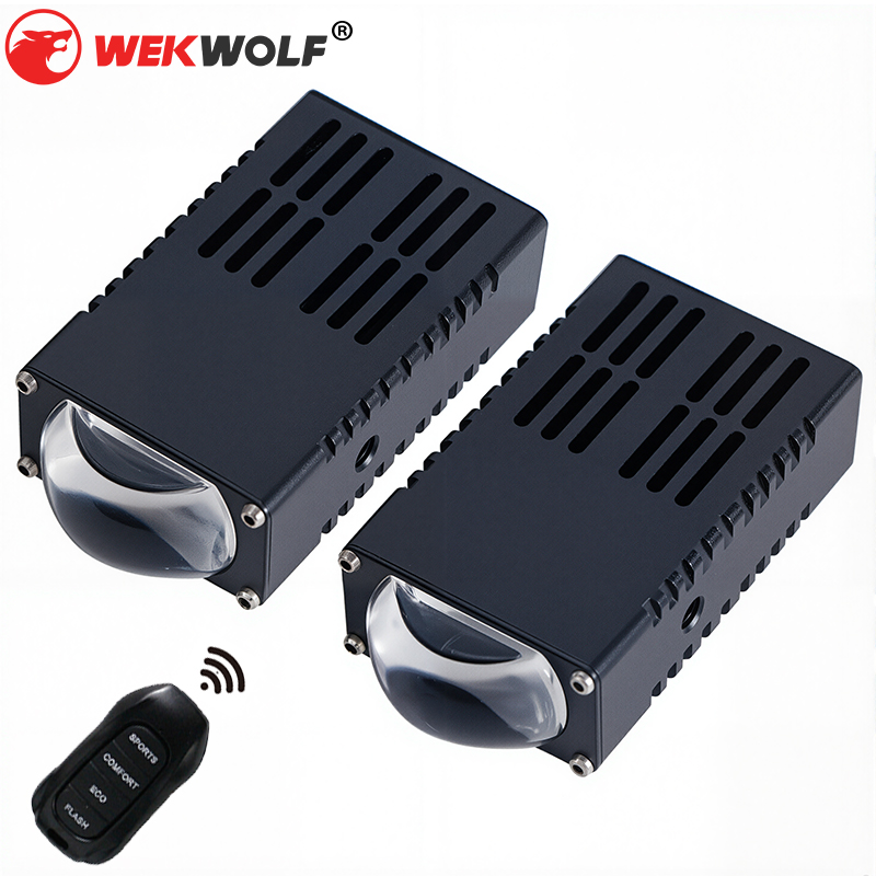 12V Super Brille Spotlights dengan Remote Control 65W 65W White dan Yellow LED Auto Grille Lights Laser Lensa Projector