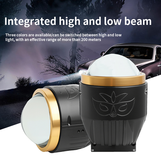 Waterproof 3 Inch Tiga Warna Balok Rendah Tinggi 3000K/4300K/6000K BI Projector Lensa LED FOG Light