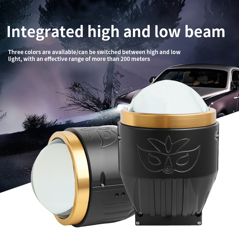Waterproof 3 Inch Tiga Warna Balok Rendah Tinggi 3000K/4300K/6000K BI Projector Lensa LED FOG Light