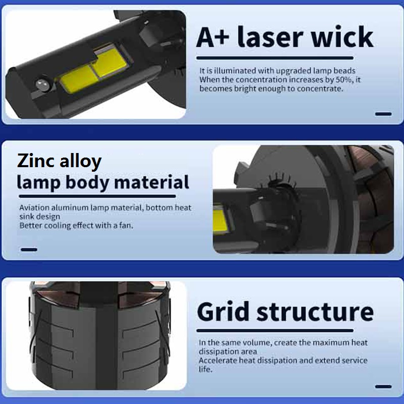 Tiga tabung tembaga 25000lm bohlam lampu mobil LED super terang