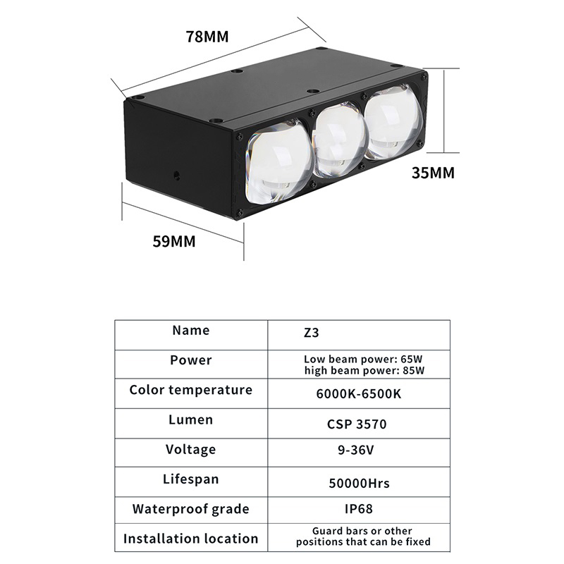 Aksesori Mobil Lampu LED Matriks Lampu Panggangan Mobil Universal Lensa Laser Ganda Sinar Rendah Tinggi Lampu Sorot Kisi Lensa Proyektor Biled Tiga Mata