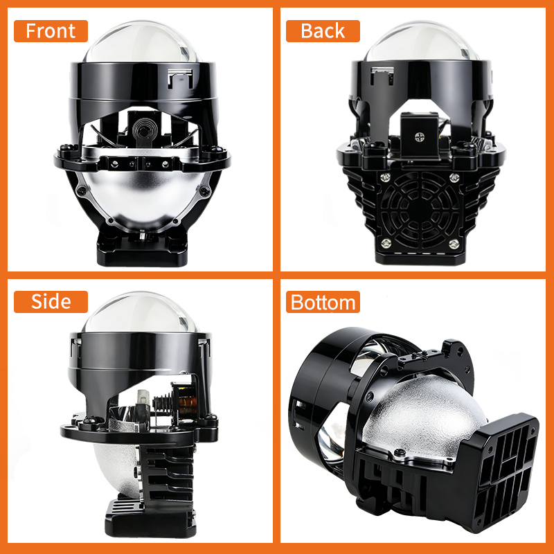 Lensa Proyektor Bi-LED 106W 2.0 Inci Super Terang Lampu Depan Mobil Kit Retrofit Bohlam Lensa Proyektor Led Sinar Rendah Tinggi untuk Aksesori Mobil