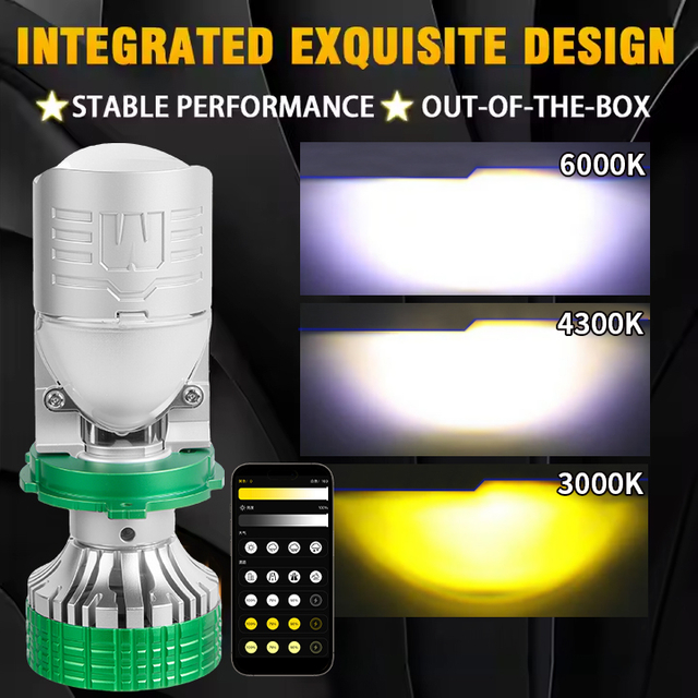 Mengubah warna 6000K 4300K ​​3000K 3000k mini proyektor Lensa lampu lampu LED dengan remote control