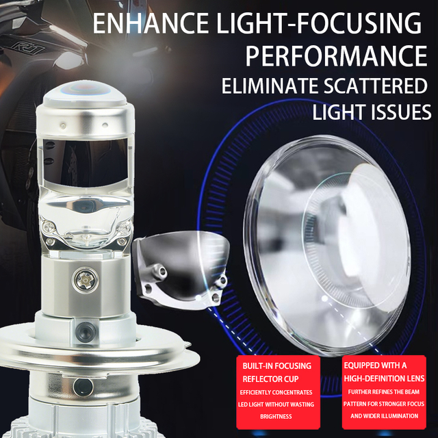 Seri T01 | OEM Super Kecerahan 84W 8400LM Lampu Sorot Tinggi/Rendah Pasang dan Mainkan Lensa Proyektor Mini Bohlam Lampu Depan LED