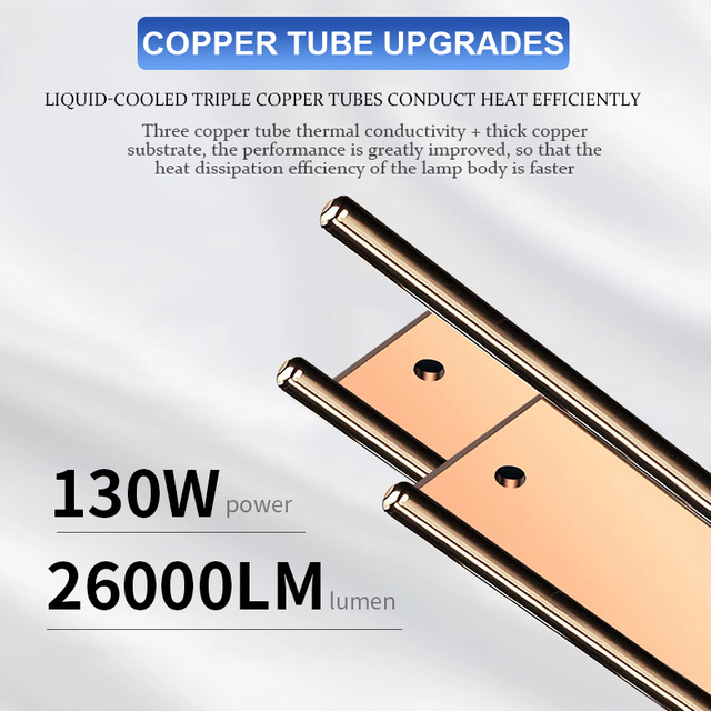 Bohlam Lampu Depan LED Tiga Tabung Tembaga 12V-24V Chip 4575 260W 26000LM 4575 Super Terang Kustom Kustom untuk Mobil & Truk