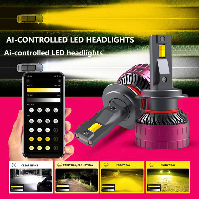 Seri V33 | 120W 13000lm 8000K 6000K 3000K Tri-Color LED Headlight For Car