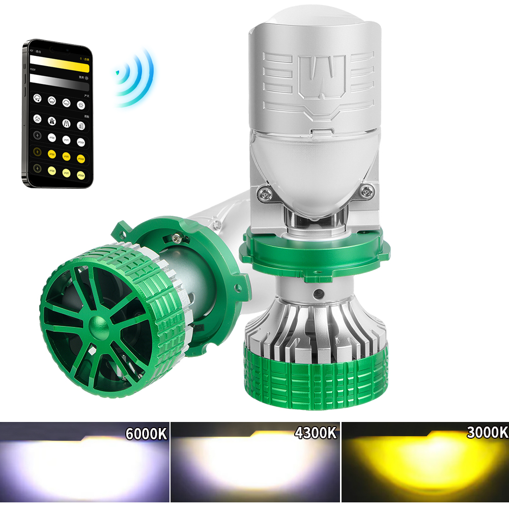Mengubah warna 6000K 4300K ​​3000K 3000k mini proyektor Lensa lampu lampu LED dengan remote control
