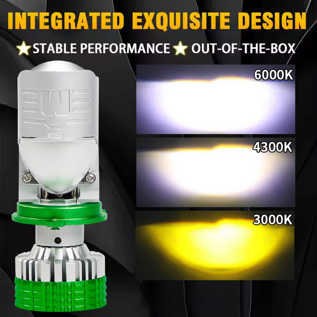 T90 Tricolor Series | 12V 6000K 4300K ​​3000K Bola lampu LED 3-warna dengan lensa proyektor