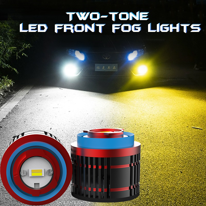 Bohlam Lampu Kabut LED Super Terang Dual Amber Putih 24W 3000LM Sakelar Warna Plug And Play Lampu Kabut Depan Mini untuk Toyota