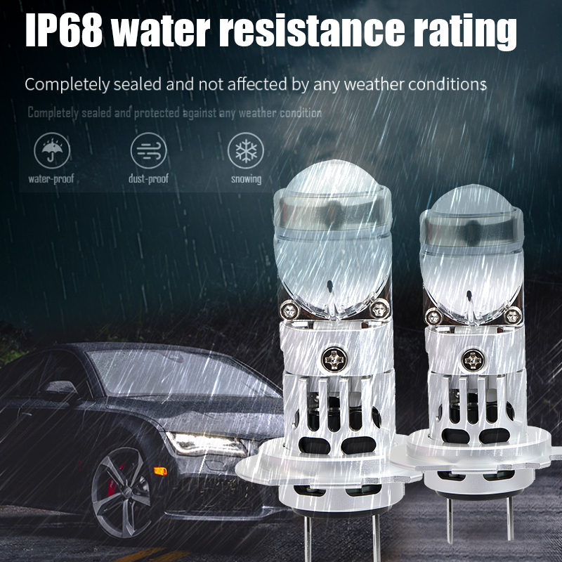 Seri T82 | Pasang dan Mainkan 24W 3000LM 1:! Bohlam Lampu Depan LED Proyektor H7 Nirkabel Ukuran Mini untuk Mobil