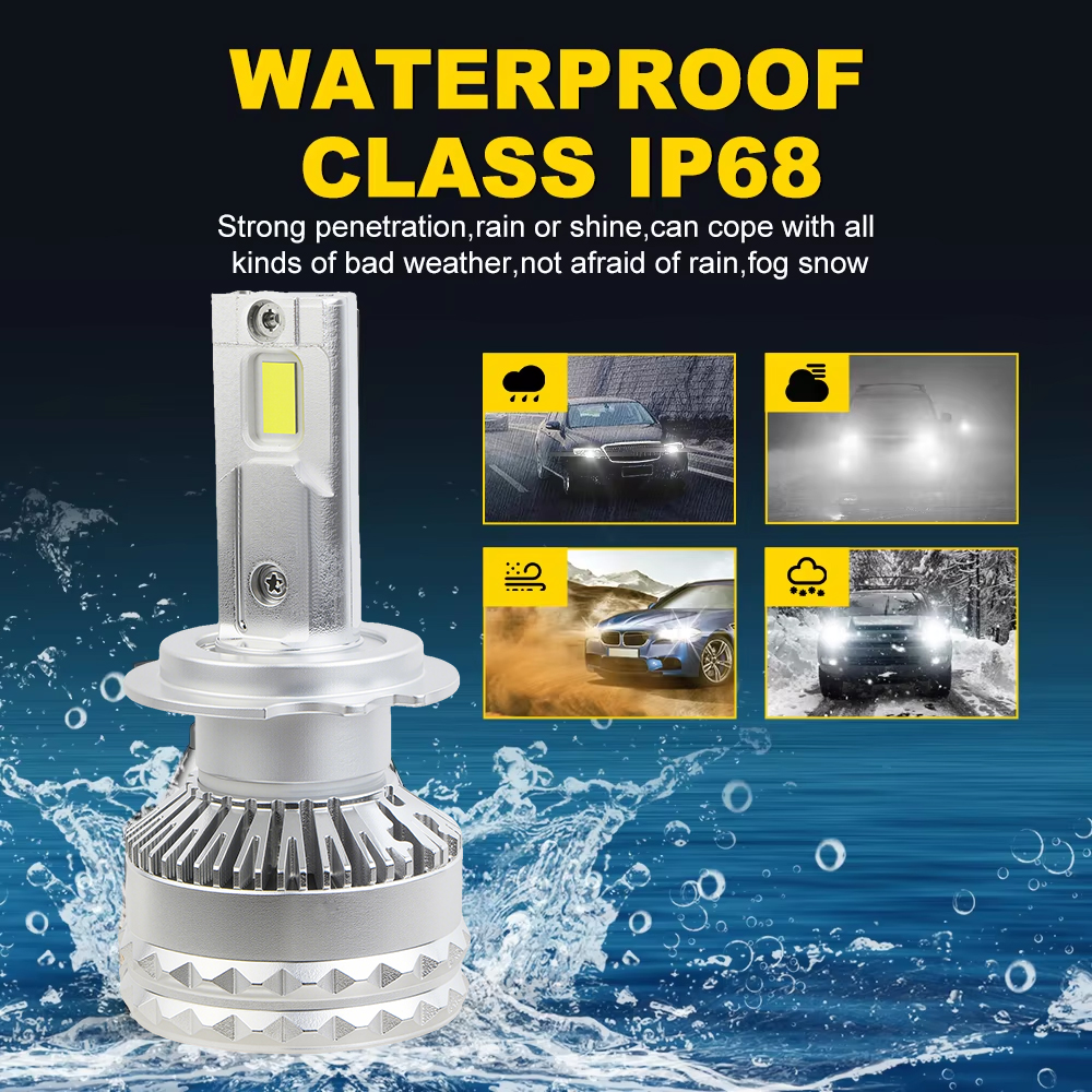 Universal Daya Tinggi 200W 12000LM Tabung Tembaga Ganda 6000K H4 H7 H11 9005 9006 Bohlam Lampu Depan LED Otomotif 