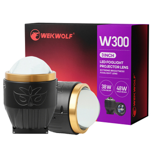 WEKWOLF 96W 9600lm Lampu LED LED Tiga Warna 3 Inch BI Laser Projector Lensa Lensa Kabut Untuk Mobil