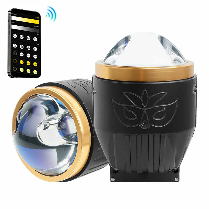 OEM/ODM 3 Inci Aplikasi AI Pintar Kontrol Lensa Proyektor Tiga Warna Lampu Kabut Sinar Rendah Tinggi Tahan Air Lampu Kabut LED Laser Langsung Ganda