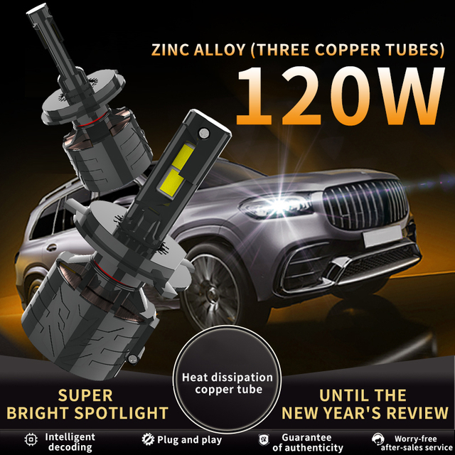 Seri V90 | Bohlam Lampu Depan LED Mobil 240W 24000LM Daya Tinggi Tahan Air H7