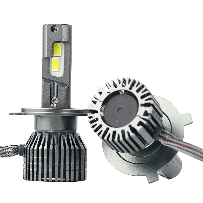 Bohlam Lampu Depan LED Hitam Aluminium Tahan Lama V45 H4 dengan Balok Tinggi Dan Rendah 