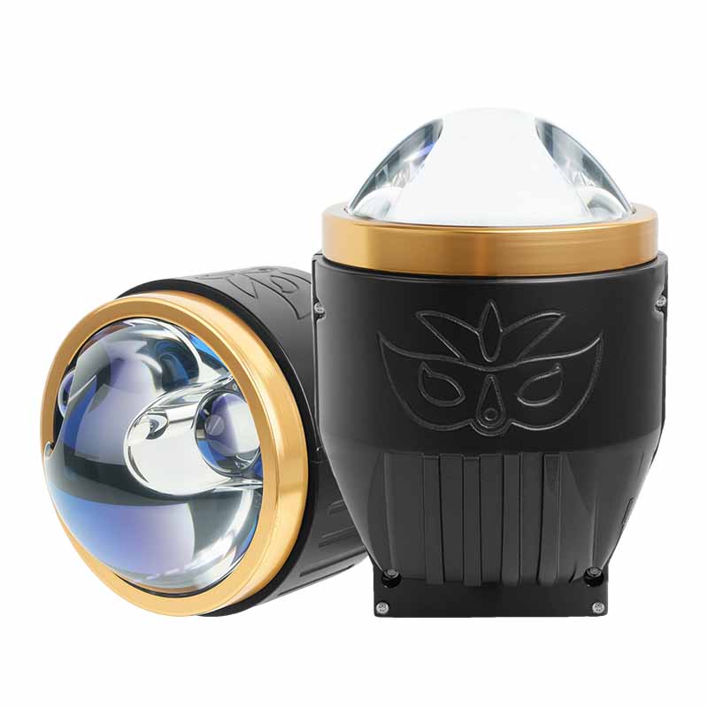 Grosir 3 Inci Tri-warna Dual Direct Mobil Bi Laser LED Lensa Proyektor Lampu Kabut 12V 75W untuk Toyota Honda Universal Lampu Kabut Retrofit