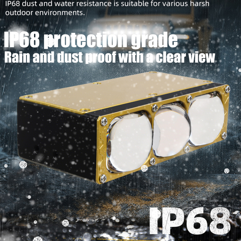 Lampu Sorot Mobil 170W Lampu Kisi Led Bi Lensa Biru 3 Mata dengan Kipas DRL Lampu Kerja Kabut Berkendara Lampu Tambahan Eksternal Truk Kendaraan Off-Road