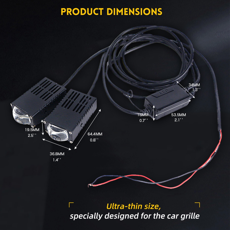 12V Super Brille Spotlights dengan Remote Control 65W 65W White dan Yellow LED Auto Grille Lights Laser Lensa Projector