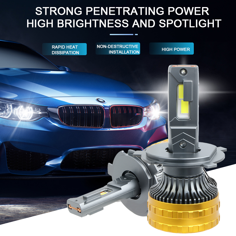 Kustomisasi Bohlam Lampu Depan LED Mobil 200W Super Terang 12V 24V 6000K Lampu Mobil Led Tabung Tembaga Ganda Bohlam Lampu Depan Otomatis